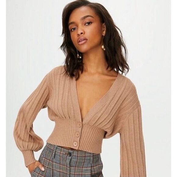 Aritzia Wilfred Plunge front button cardigan brown 2XS - Picture 10 of 10